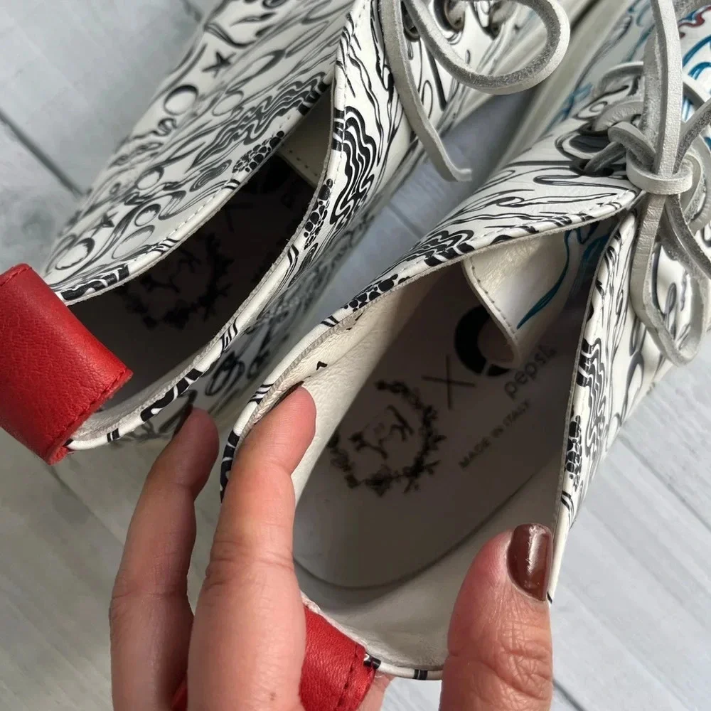 RARE Del Toro x Pepsi Live For Now Blue & Red Printed Leather Chukkas Size 11